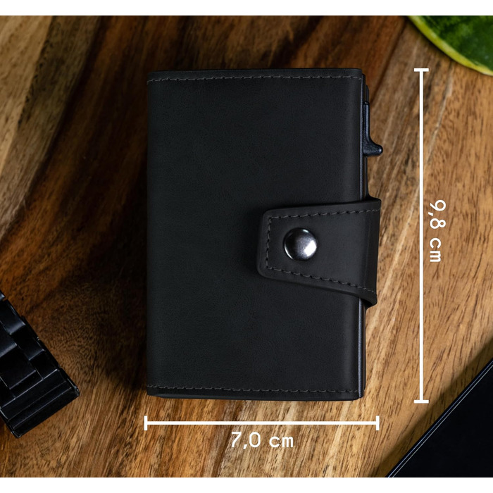 Чоловічий гаманець Slimfin® Slim з відділенням для монет - картхолдер - чорний, RFID захист