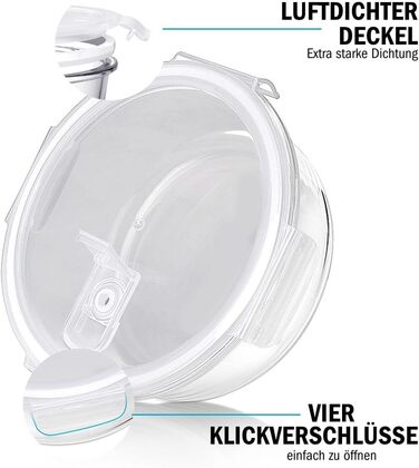 Контейнери для харчування Igluu Glas Frisch - 5 шт + 1 кришка, 840 мл, скло Borosilicate, мікрохвильовка, духовка, морозилка, посудомийка, герметичні
