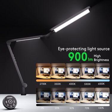 LED лампа EYOCEAN для робочого столу з регульованою яскравістю та двома джерелами світла, архітектурна лампа, 15W, захист очей