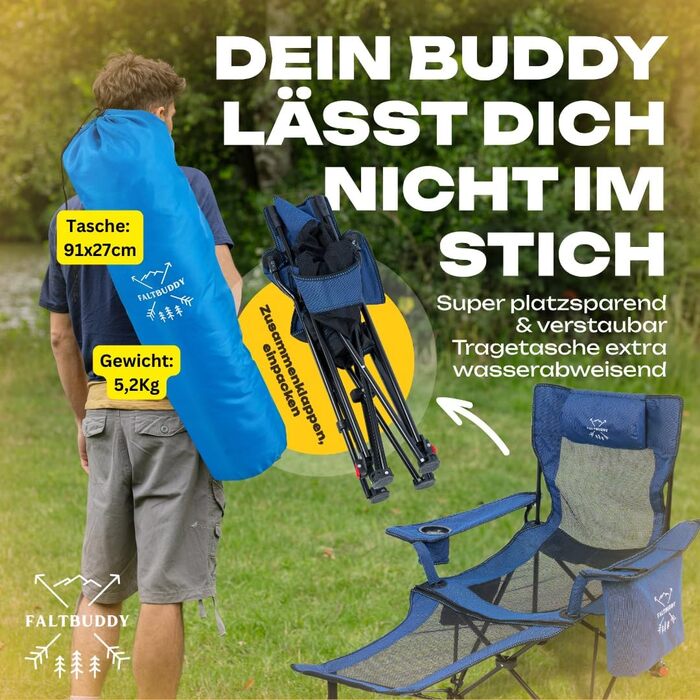 Складний стілець для кемпінгу 2в1 Faltbuddy® з холодильною сумкою (2 шт., блакитний)
