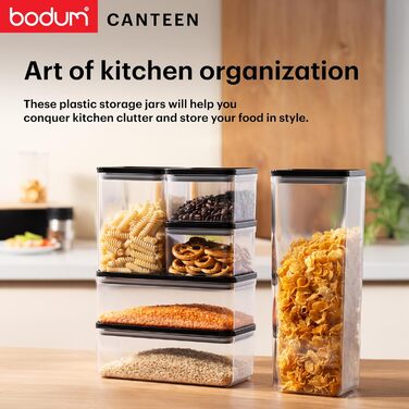 Набір контейнерів для зберігання Bodum CANTEEN (6 шт) чорного кольору, BPA-free, для посудомийної машини, прозорі, штабельовані