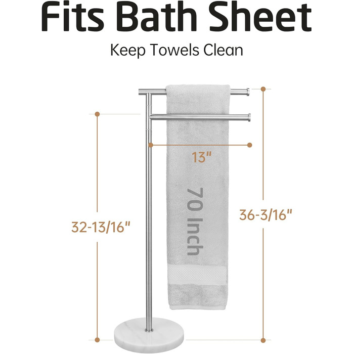 Підставка для рушників KES Gold, підлого типу, з нержавіючої сталі 18/8, з мамарморовою основою, BTH219-BZ, щітка, золота (2-х ярусна)