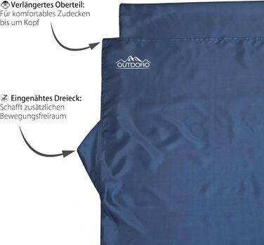 Outdoro Sleeping Bag, Ultra-Light Travel Sleeping Bag, only 230g made of Microfiber, thin & small, Liner, Travel Sheet