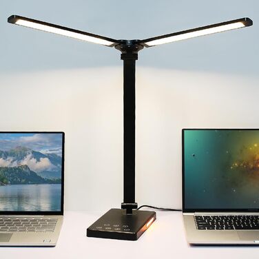 iVict LED лампа для столу з регульованими Swing Arms, 5 режимів, сенсорне керування, таймер, USB-порт, пам'ять, для дітей, білий колір