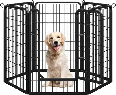 Yaheetech 100cm Foldable Dog Playpen - 6 Panel, Freestanding Kennel for Dogs - Indoor & Outdoor Use, Tool-Free Assembly