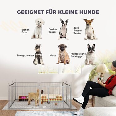 Вольєр для собак PawHut - вольєр-загон для цуценят, 8 панелей, 80x60 см, срібний