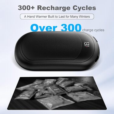 Електричний грілка для рук Macchiatto 2 шт., багаторазовий, 3200mAh, 3 рівні нагріву, до 55°C, чорний