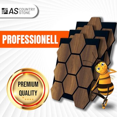 Акустичні настінні панелі AS Country Stone Barok з натурального дерева, 80x65 см, набір 4 шт. — звукоізоляційні декоративні панелі для офісу та дому