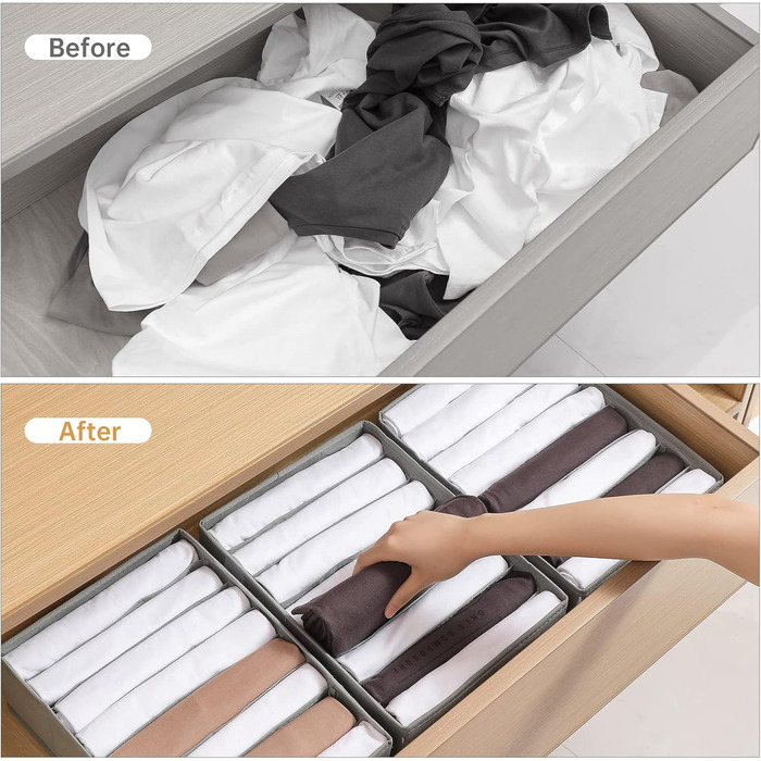 Coorganisers 4-Pack T-Shirt Drawer Organizers for Clothes, 8 Compartments, Storage Box, Closet, Clothing, Organizer, Leggings, Silk Scarves