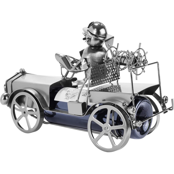 BRUBAKER Wine Bottle Holder Fire Truck Metal Sculpture with Gift Card