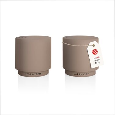 LARS NYSØM Salt and Pepper Shaker Set | Stainless Steel Salt Shaker, Minimalist Design Spice Shaker, Easy to Refill (Taupe Brown)