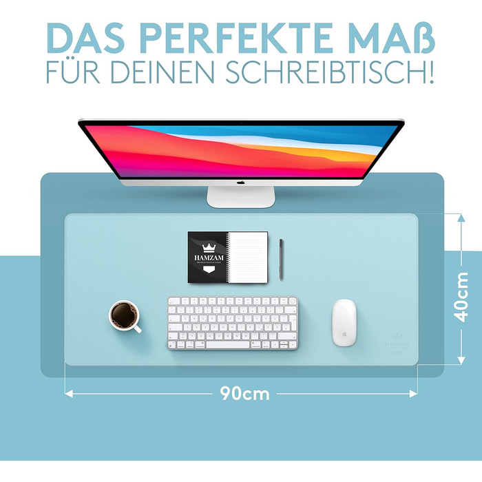 Підкладка для столу HAMZAM з PU шкіри, 90x40 см - преміум якість, з інтегрованим мишкою, для офісу та дому