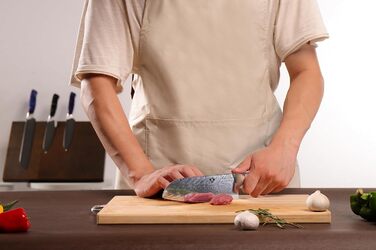 Ніж кухонний WILDMOK Santoku 17 см, професійний японський ніж з дамаської сталі VG10, червона рукоятка