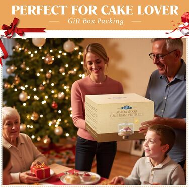 Дерев'яна тортівниця Tel Charme з кришкою, 30 см, поворотна, для випічки та декорування