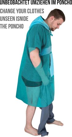 Normani Cotton Surfer Poncho - Beach Poncho - Towel Poncho - Unisex Changing Aid - Closed Robe for Women and Men Color Navy/Gray Size L-XL