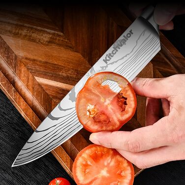 Ніж кухарський Kitchvalor 6 дюймів (15 см) з високоякісної сталі, кухонний ніж для нарізання та шинкування, ергономічна ручка, подарункова коробка (Santo Knife)