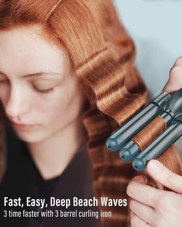Локкенстаб 3-в-1 для хвиль Beach Waves: випрямляч/локон для довгого та короткого волосся (рожеве золото, багатофункціональний)