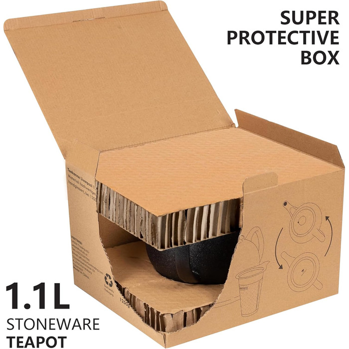 Керамічний чайник Urban Lifestyle LIVERPOOL з ситечком із нержавіючої сталі, 1,1 л, чорний матовий