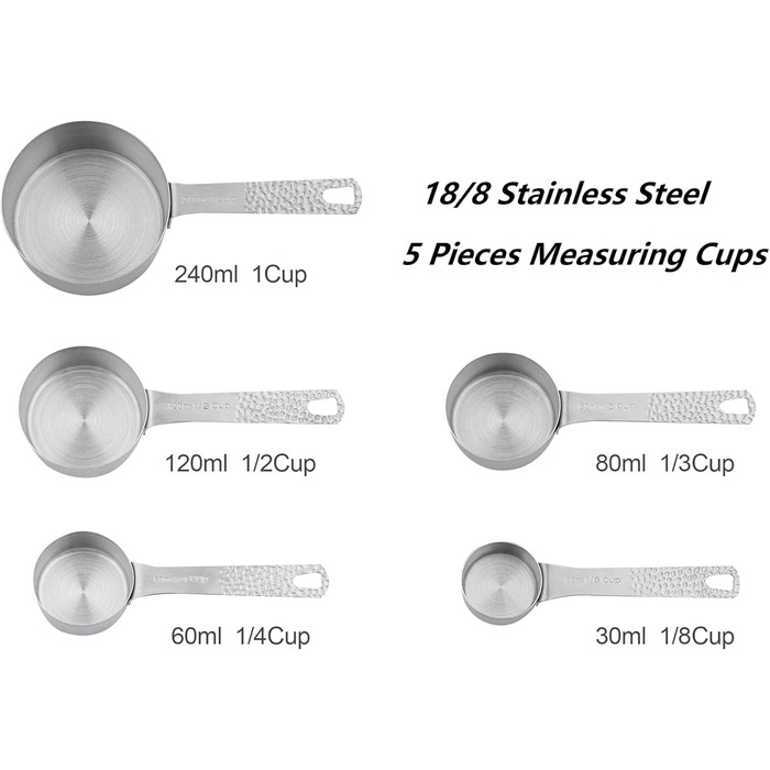 Smithcraft Copper Measuring Cup and Spoon Set, Dry Metal Measuring Cup Set for Cooking and Baking, Stainless Steel Measuring Cups and Spoons, 5 Measuring Cups and 6 Kitchen Measuring Spoons and Leveler, 11 Piece