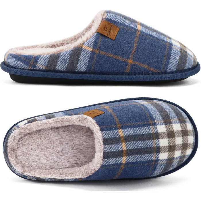 Чоловічі домашні тапочки COFACE з піною, що повертається, теплі вовняні тапочки, м'які та пухнасті, з антиковзною гумовою підошвою, розмір 40-49 (48 EU, блакитні)