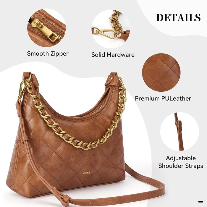 Сумка жіноча через плече крос-боді з PU шкіри, міні Hobo Bag ретро, коричнева - для побачень, вечірок, прогулянок