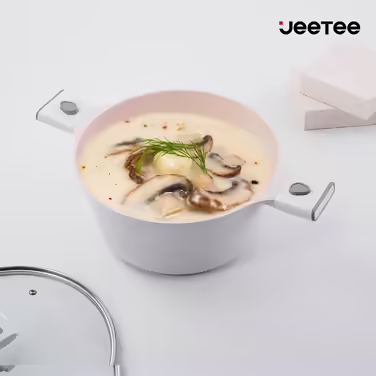 Набір каструль і сковорідок JEETEE 4 предмети, знімна ручка, гранітне антипригарне покриття, індукційний, підходить для всіх плит, можна в духовку