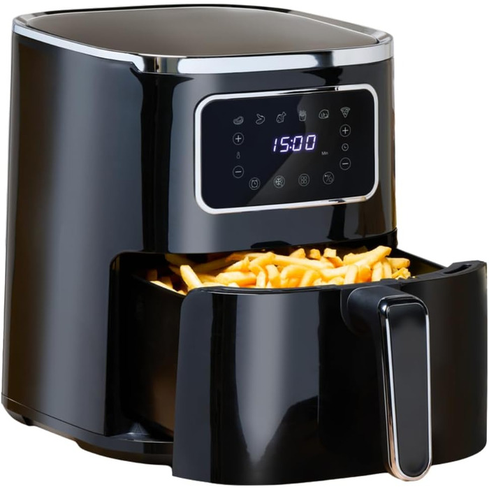 Фритюрниця Alpina Airfryer 4.5L з цифровим дисплеєм - фритюрниця без олії, 1450W, для 1-4 осіб, регулювання температури 80-200°C, таймер