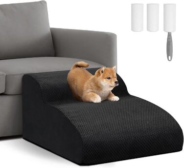 Сходинки для собак маленьких порід, 2 сходинки для ліжка та дивана, знімний чохол, чорний колір