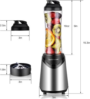 Блендер La Rêveuse Mix&Go Standmixer: компактний, електричний, рожевий, з 2 пляшками 550 мл