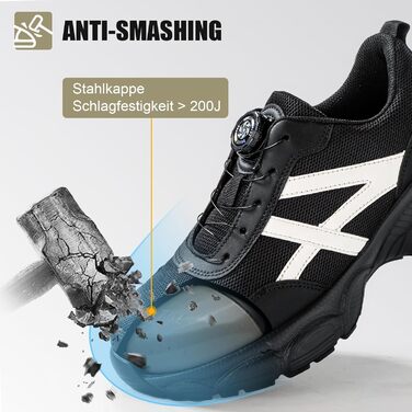 Чоловічі та жіночі робочі черевики безпеки з металевим носком, неслизькі, чорні, розмір 43 EU