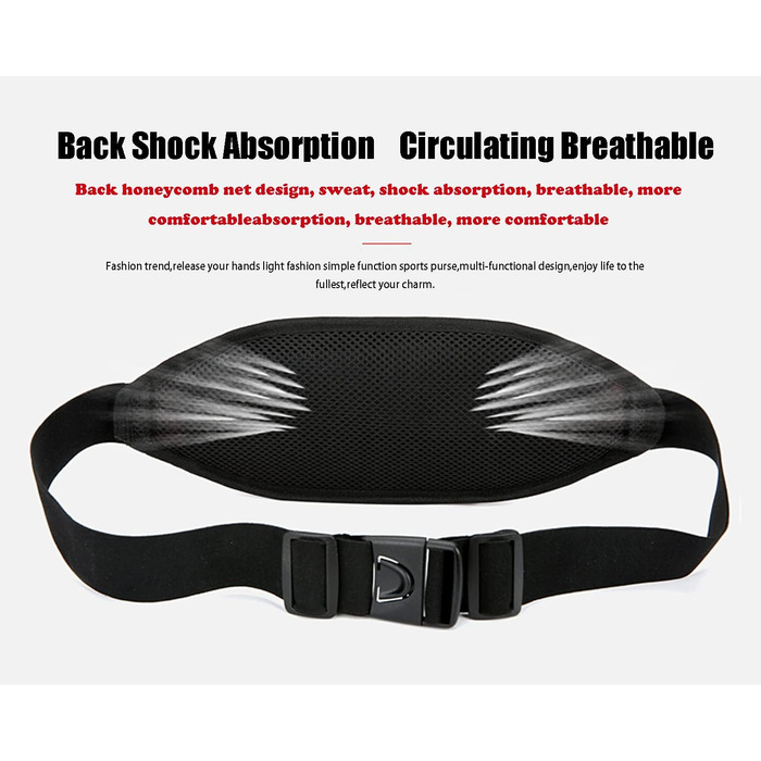 Гірчиця поясна сумка QKUDS для телефону до 7 дюймів, чорна, водонепроникна, для спорту, бігу, фітнесу, велоспорту