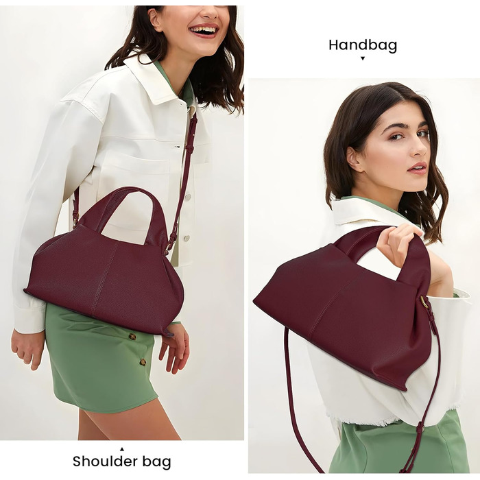 Сумка-клатч жіноча Cloud Pouch Bag бордового кольору з ремінцем через плече, вінтажна сумка-тоут