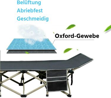 Ліжко складане Yaheetech для кемпінгу, гостьове, сіре 186x66x52 см, вантажопідйомність до 150 кг з сумкою для транспортування