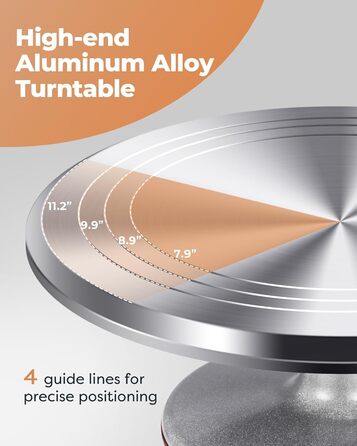 Підставка для тортів Kootek з поворотним столом, 30.5 см, згладжувач для крему 32.8 см, силіконовий шпатель, сервер для тортів, набір для декорування тортів, сріблястий