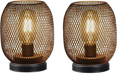Настільна лампа JHY DESIGN Gold Schwarz: набір з 2 шт. з металу, LED, вінтажний стиль, для спальні, вітальні, весілля, партії, внутрішнє та зовнішнє використання (кругла форма)