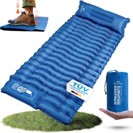 GELSENWERK Self-Inflating Sleeping Pad with Foot Pump - Ultralight Camping Air Mattress with Pillow for Travel, Hiking & Tent Use