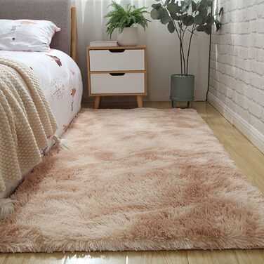 OYIMUA High-Pile Rug 160×230 cm Beige, Modern Fluffy Rug Living Room Children's Room Decor Bedroom Hallway Runner Outdoor Rug Faux Fur Shaggy Plain Bed Rug Beige 160 x 230 cm