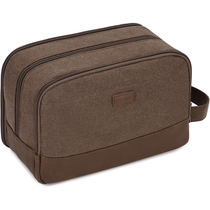 Чоловіча дорожня косметичка WANDF з канвасу, водонепроникна, веганська шкіра, зелений/коричневий колір