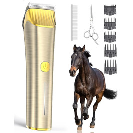 Машина для стрижки коней Oneisall бездротова, потужна, 7000 обертів, для густого та сплутаного волосся, чорна