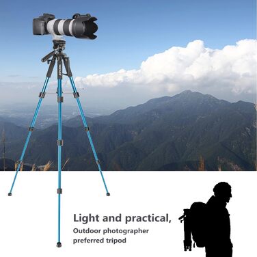 Штатив для камери Neewer 142 см з алюмінієвого сплаву з 3-стороннім поворотним кріпленням, сумка, підтримка до 4 кг, синій (SAB234)