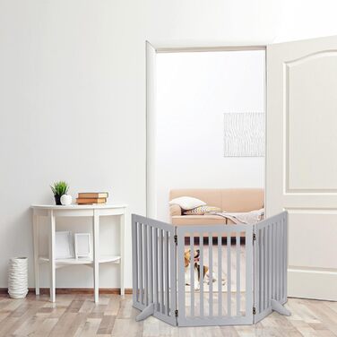 Захисне ворота Relaxdays для собак, сіре, 70 x 154 см, розкладне, з ніжками