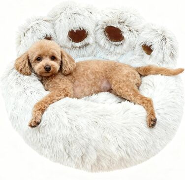 М'яке ліжко для собак та котів у вигляді ведмежих лапок, діаметр 50 см, теплий затишний сон для маленьких та середніх собак/котів/кроликів, легко миється