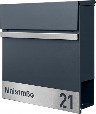 Поштова скринька настінна Anthrazit RAL 7016, для газет, велика (XXL Laser 3) з/без адреси