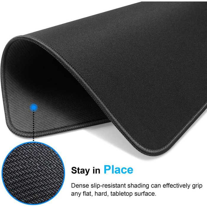 KTRIO Комплект з 3 килимків для миші, 275x215 мм, чорний, антиковзаюча гума, міцні шви, для комп'ютера, ноутбука, ПК