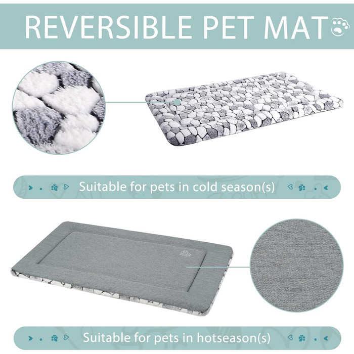 VANKEAN Stylish Dog Crate Pad, Reversible (Cool and Warm), Soft Pet Sleeping Mat Dog Bed for Crate, Suitable for Small to XX-Large Dogs and Cats, Machine Washable Crate Beds