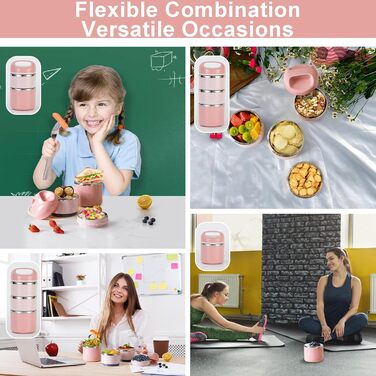 Ланчбокс Lille Home 1.43L з нержавіючої сталі - ізольований, без BPA, для дорослих (рожевий)