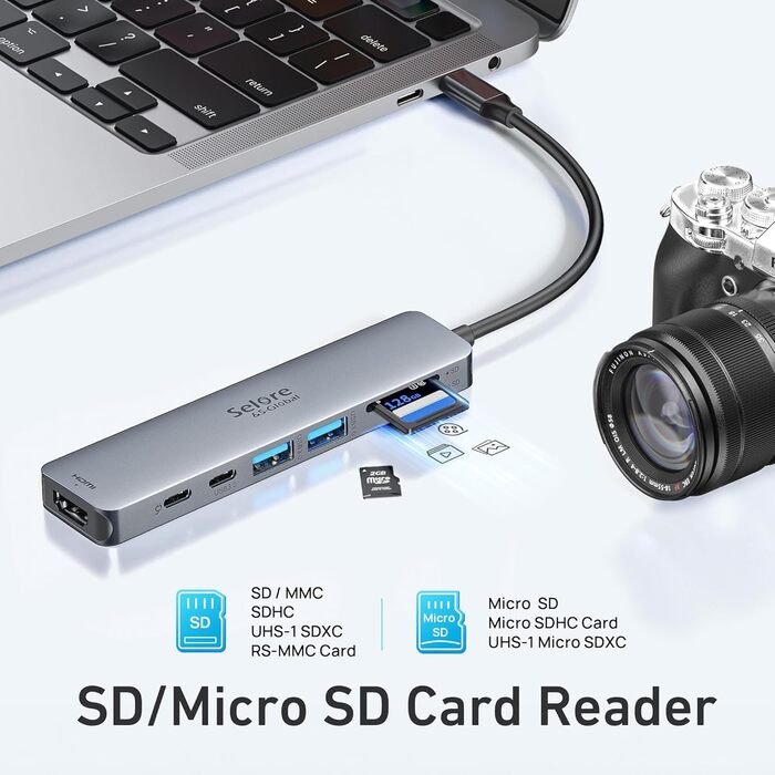 Док-станція для 2 моніторів, USB-C хаб 8 в 1: адаптер DisplayPort, HDMI, VGA, PD 100W, USB 2.0, для ноутбуків Dell, Thinkpad, Huawei