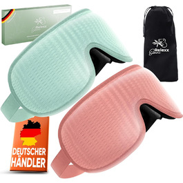 Сліпи для жінок – дихаюча маска для сну – зручна та м'яка – блокує світло – для подорожей – 3D-поглиблення для очей – з memory foam (рожевий / бірюзовий)