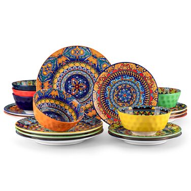 Набір посуду Porzellan vancasso 18 предметів (6 осіб) – тарілки, десертні тарілки, миски, серія KRVI