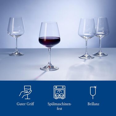 Набір келихів Villeroy & Boch Ovid для червоного вина, 4 шт., 590 мл, 21,5 см, кришталеве скло, придатні для миття в посудомийній машині. Сучасний, елегантний, класичний дизайн